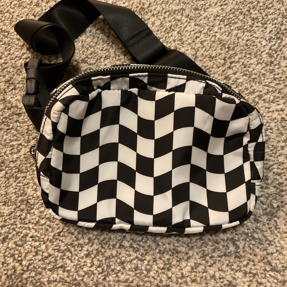 Black & White Checker Print Crossbody Bag